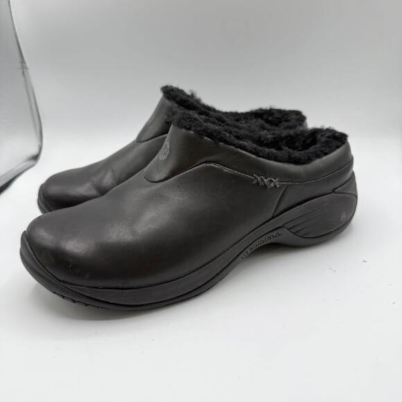 Merrell Fur Lined Black Slip-on Clogs Moc Womens 8 Encore Ice Smooth - Picture 4 of 11